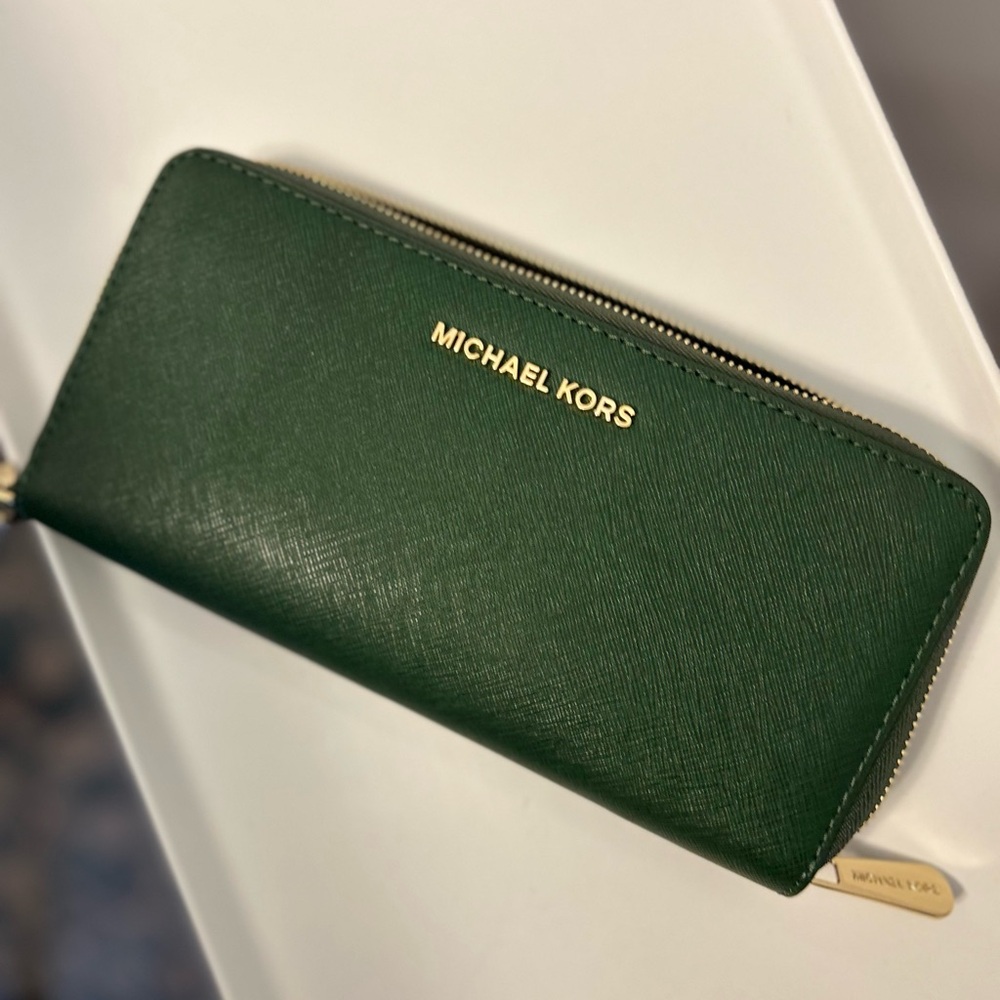 Michael Kors Dark Green Wristlet Wallet